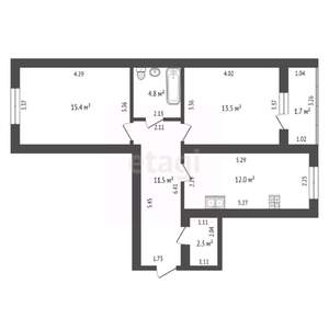 2-к квартира, вторичка, 61м2, 3/14 этаж