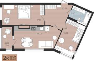 2-к квартира, строящийся дом, 67м2, 5/10 этаж