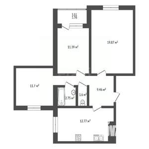 3-к квартира, вторичка, 69м2, 2/9 этаж