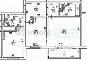 2-к квартира, вторичка, 55м2, 6/9 этаж