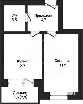 1-к квартира, вторичка, 30м2, 9/10 этаж