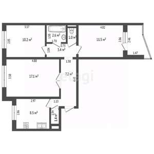 3-к квартира, вторичка, 65м2, 9/10 этаж