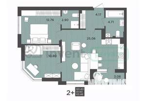 2-к квартира, сданный дом, 62м2, 5/9 этаж