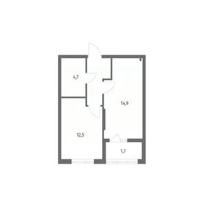 1-к квартира, строящийся дом, 39м2, 5/8 этаж