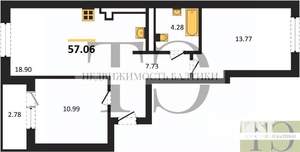 2-к квартира, вторичка, 57м2, 7/9 этаж