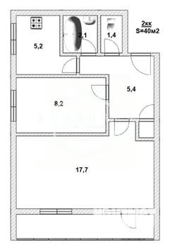2-к квартира, вторичка, 40м2, 5/9 этаж