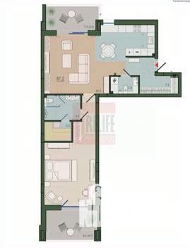 1-к квартира, сданный дом, 77м2, 9/9 этаж