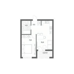 1-к квартира, вторичка, 37м2, 7/18 этаж