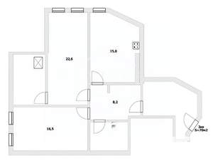 3-к квартира, вторичка, 70м2, 6/6 этаж