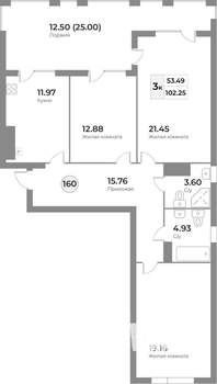 4-к квартира, вторичка, 164м2, 3/7 этаж