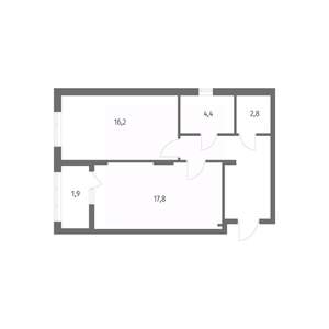 1-к квартира, строящийся дом, 54м2, 1/8 этаж