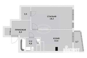 1-к квартира, вторичка, 49м2, 19/25 этаж