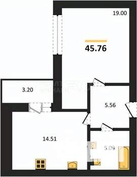 1-к квартира, вторичка, 46м2, 7/9 этаж