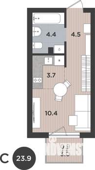 1-к квартира, вторичка, 24м2, 1/9 этаж