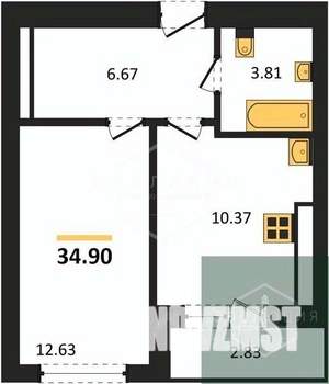 1-к квартира, вторичка, 35м2, 3/9 этаж