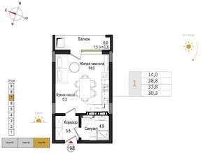 Студия квартира, вторичка, 30м2, 7/9 этаж