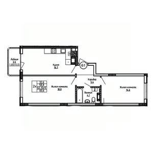 2-к квартира, вторичка, 61м2, 4/9 этаж