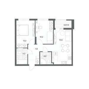 2-к квартира, вторичка, 55м2, 12/18 этаж