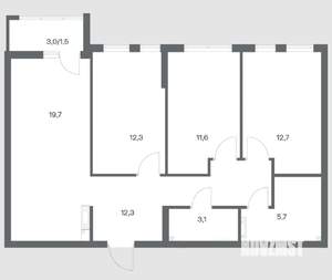 3-к квартира, строящийся дом, 79м2, 2/18 этаж