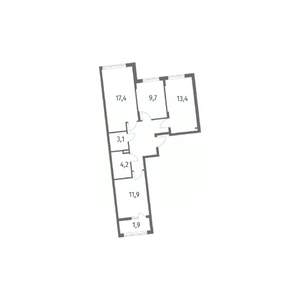 3-к квартира, вторичка, 74м2, 3/8 этаж