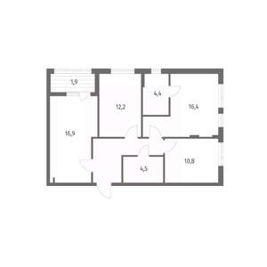 3-к квартира, строящийся дом, 76м2, 3/8 этаж