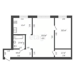 2-к квартира, вторичка, 43м2, 1/5 этаж