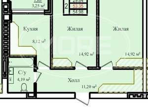 2-к квартира, строящийся дом, 55м2, 1/9 этаж