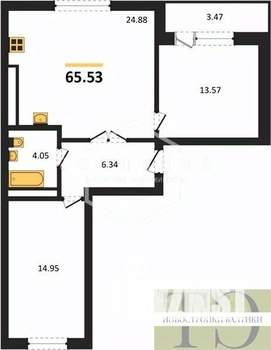 2-к квартира, вторичка, 66м2, 2/9 этаж