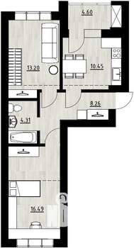 3-к квартира, строящийся дом, 80м2, 4/4 этаж