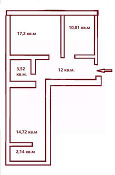 2-к квартира, вторичка, 60м2, 3/9 этаж