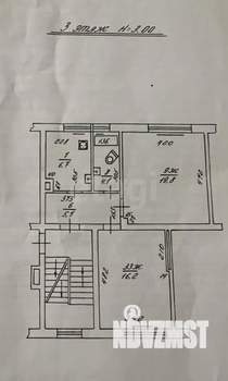 2-к квартира, вторичка, 53м2, 3/3 этаж