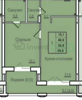 1-к квартира, вторичка, 50м2, 2/10 этаж