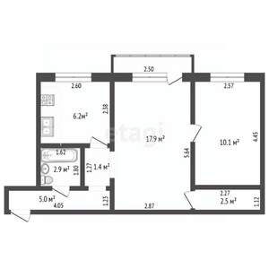 2-к квартира, вторичка, 45м2, 1/5 этаж