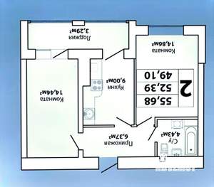 2-к квартира, вторичка, 49м2, 8/10 этаж