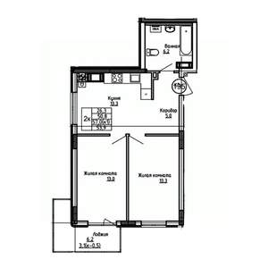 2-к квартира, вторичка, 54м2, 5/9 этаж
