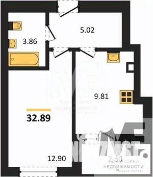 1-к квартира, вторичка, 33м2, 2/9 этаж