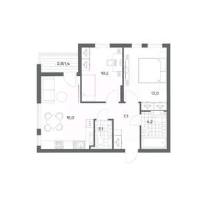 2-к квартира, вторичка, 53м2, 5/18 этаж