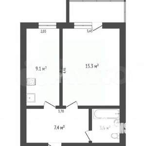 2-к квартира, вторичка, 35м2, 4/5 этаж