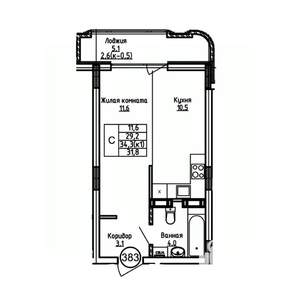 Студия квартира, вторичка, 32м2, 4/9 этаж
