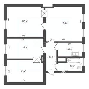 4-к квартира, вторичка, 60м2, 1/3 этаж