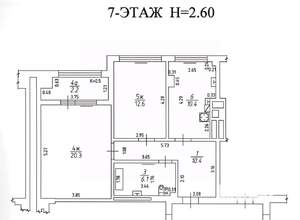 2-к квартира, вторичка, 64м2, 7/8 этаж