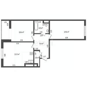 2-к квартира, вторичка, 77м2, 7/8 этаж
