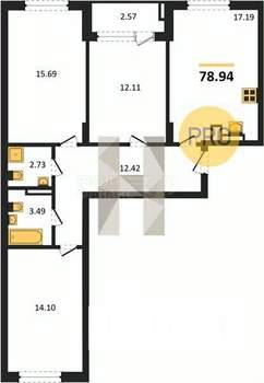 1-к квартира, вторичка, 39м2, 7/9 этаж