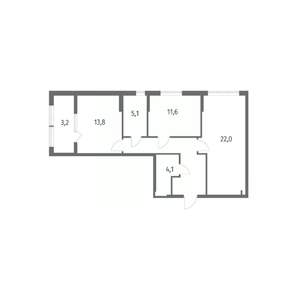 2-к квартира, вторичка, 73м2, 5/8 этаж