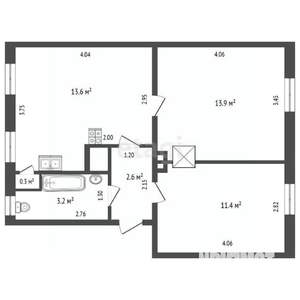 2-к квартира, вторичка, 45м2, 2/2 этаж