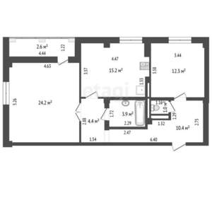 2-к квартира, вторичка, 71м2, 7/10 этаж