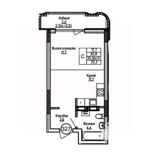 Студия квартира, вторичка, 33м2, 6/9 этаж