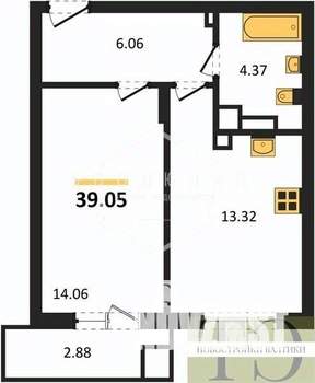 1-к квартира, вторичка, 39м2, 4/9 этаж