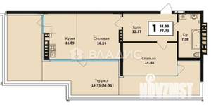 1-к квартира, вторичка, 128м2, 6/6 этаж