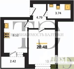 1-к квартира, вторичка, 28м2, 9/9 этаж